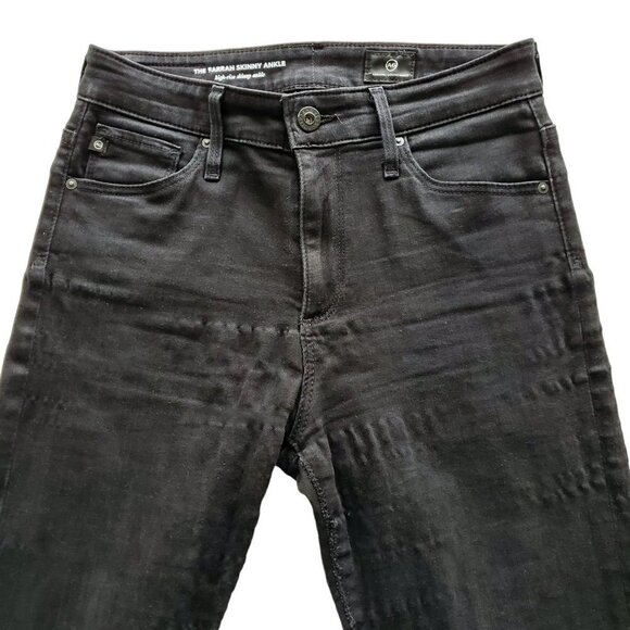AG Adriano Goldschmied Farrah Black High Rise Ankle Skinny Jeans Raw Goth 25R - Picture 4 of 16